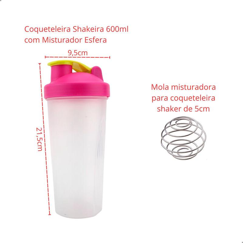 Shakeira Coqueteleira 600ml com Misturador Esfera Shake Whey